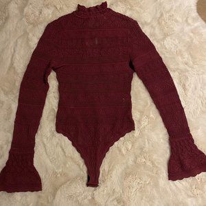 Ronny Kobo Chani Knit Maroon Bodysuit XS